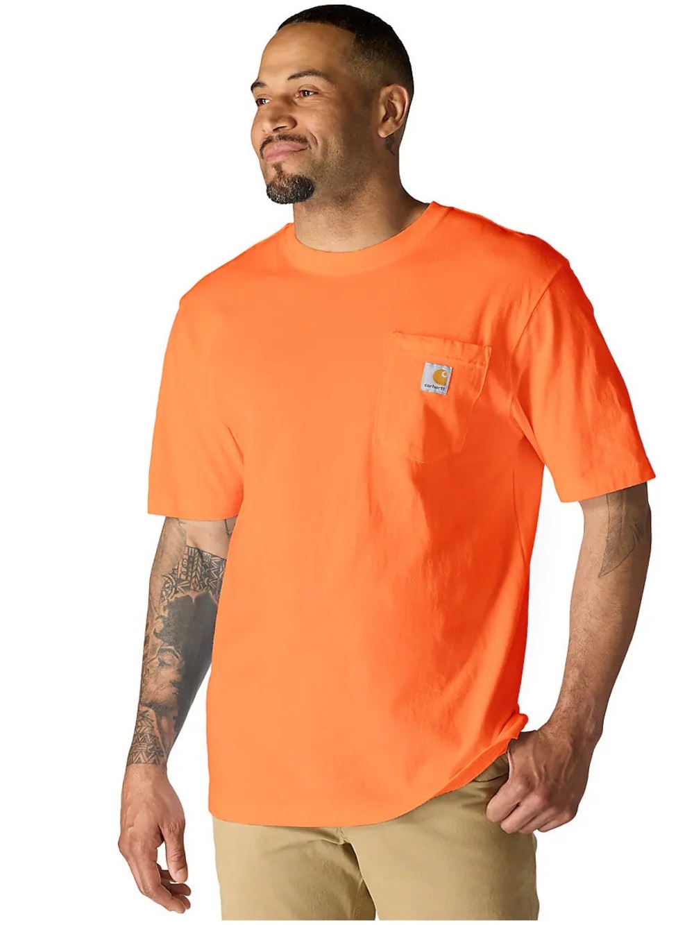 Carhartt Men's Loose Fit Heavyweight Pocket Tee in Brite Orange Size L